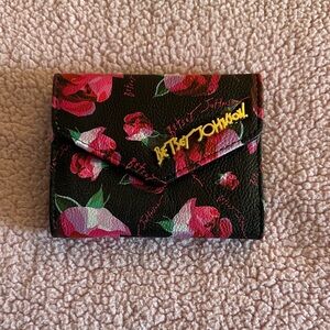 Betsey Johnson Black and Pink Floral Wallet